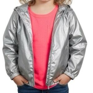 Polo Ralph Lauren 3T Toddler Metallic Silver Zip‎ Hooded Windbreaker Jacket NWOT